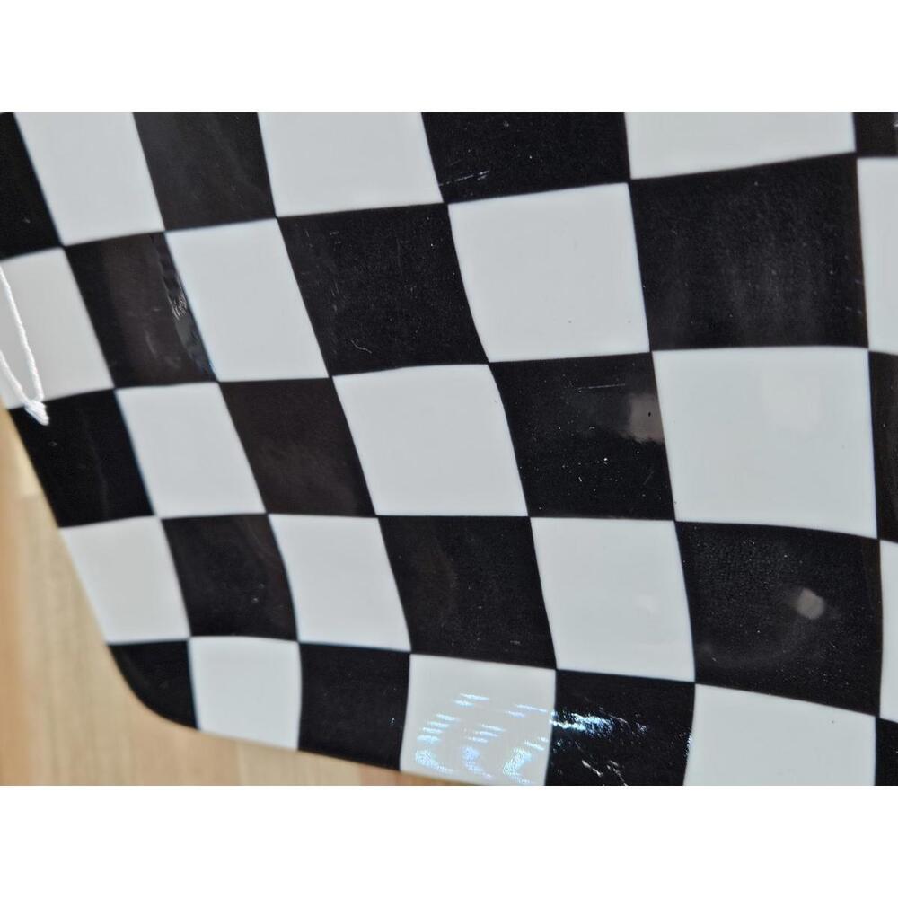 ​Set of 2 Over and Back Stoneware Plates Black & White Checkered and Plaid 6.5" - Picture 10 of 11